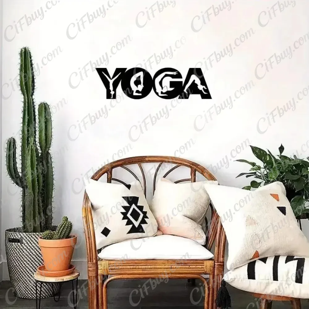 Home Gym Yoga - CIFBUY Металлическая настенная скульптура с позами